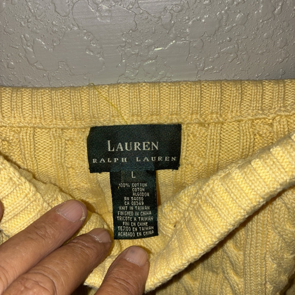 Vintage Ralph Lauren Cable Pattern Tank Top crop summer yellow size large - Picture 3 of 11